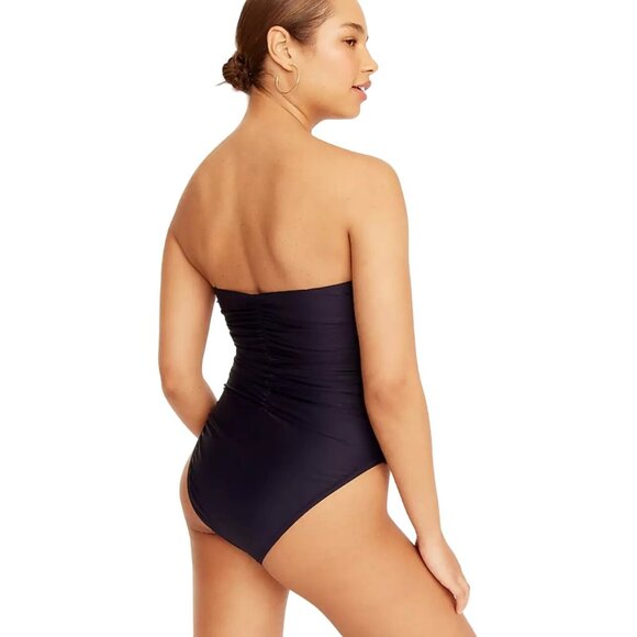 J Crew Ruched Sweetheart One-Piece Swimsuit Black 22 - Picture 3 of 7